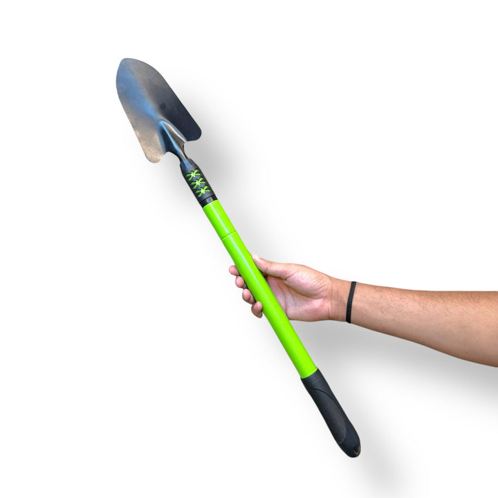 Steel garden spade with bright green handle and black grip from USA Tactical Folding Shovels