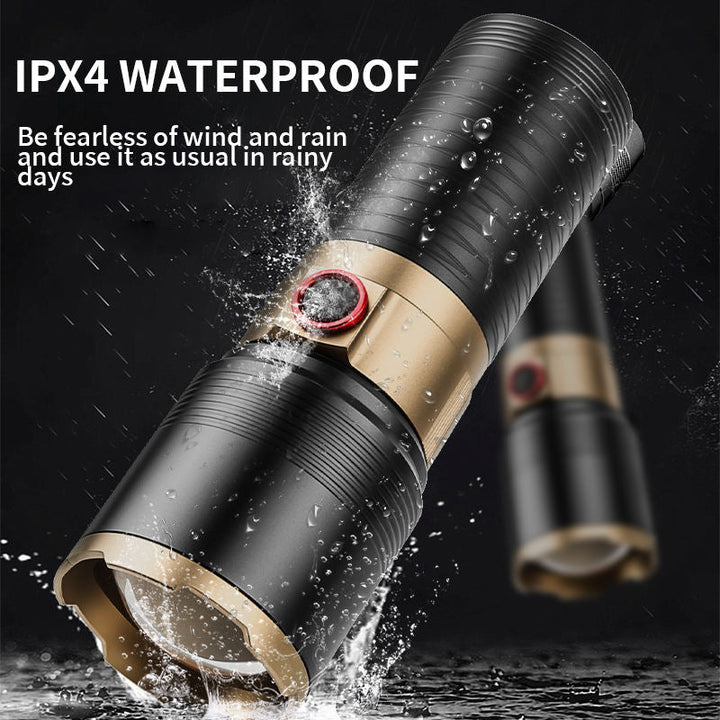 Black and gold waterproof USB Charging LED Tactical Flashlight with coba tg usb feature