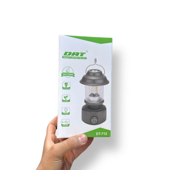 Vintage Camping Lantern DAT DT-712 featuring a high quality lamp with USB port and hanging hook