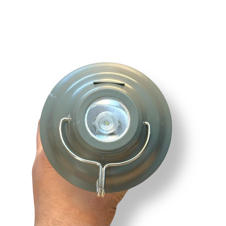 Gray portable camping lantern with metal hook handle, high quality lamp DAT DT-712