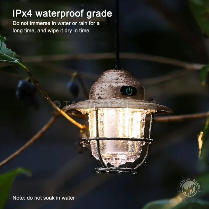 Vintage Light LED Camping Lantern with water-resistant design and bright light functionality