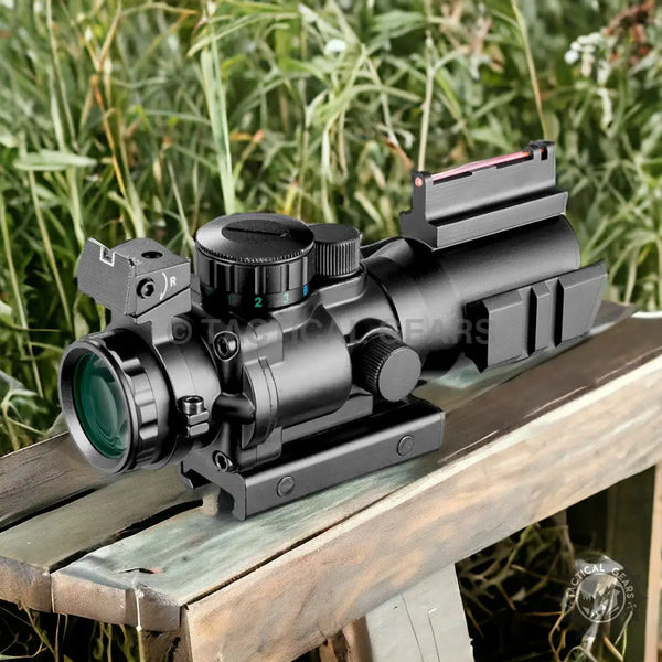 VOMZ 4x32 ACOG riflescope with integrated iron sights and red fiber optic front sight