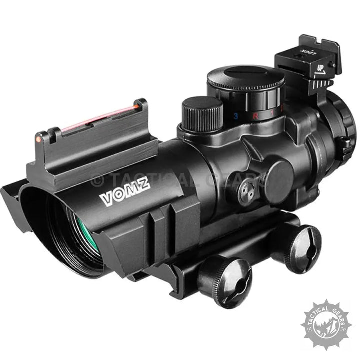 Black tactical rifle scope with integrated iron sights for VOMZ 4x32 ACOG riflescope