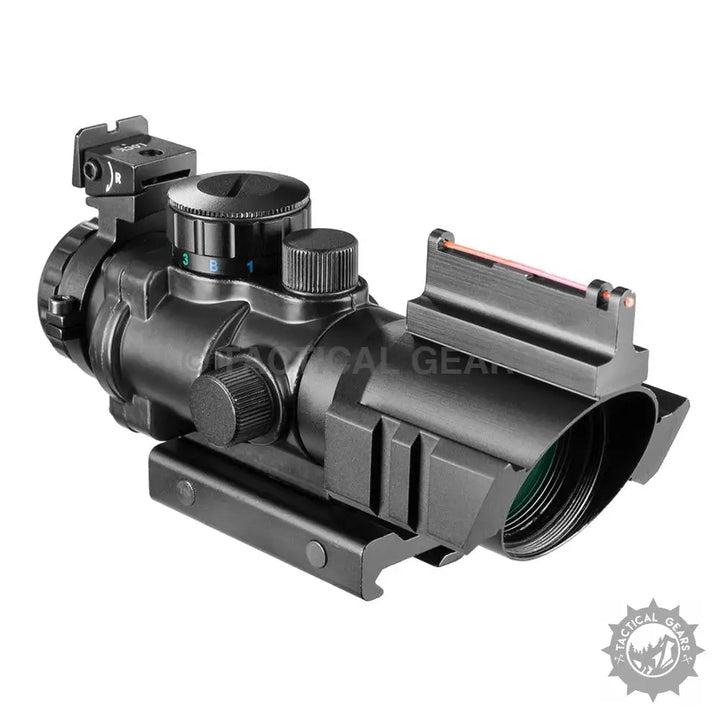 Black tactical rifle scope with integrated iron sights for VOMZ 4x32 ACOG riflescope