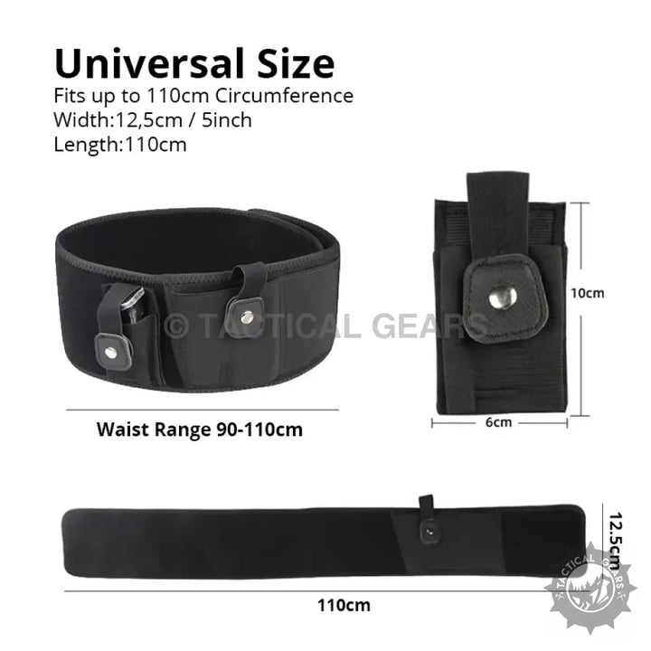 Black tactical waist belt with detachable pouch for Waist Band Belly Holster and band belly holster use