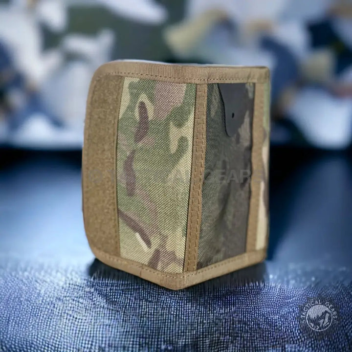 Waterproof nylon canvas tactical tri-fold ID wallet with multicam camouflage design