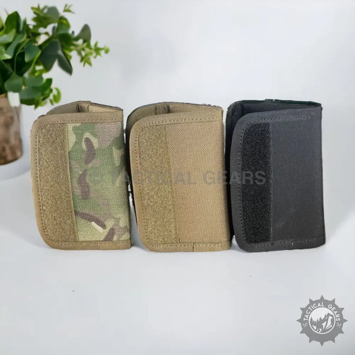 Waterproof nylon canvas tactical armbands in camouflage, tan, and black for outdoor use