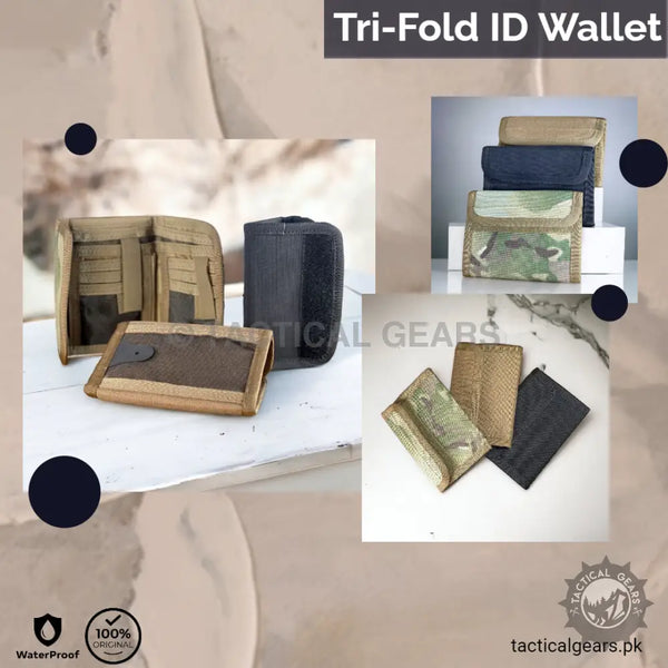 Waterproof nylon canvas tactical tri-fold ID wallet with multiple card slots and camouflage patterns