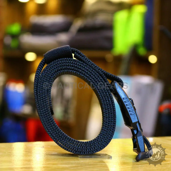 Black braided paracord lanyard with quick-release buckle for tactical web belt or web belt