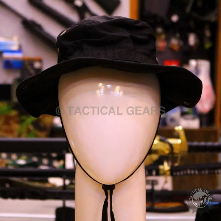 Black Boonie Hat on Mannequin Head for Summer Hat Collection