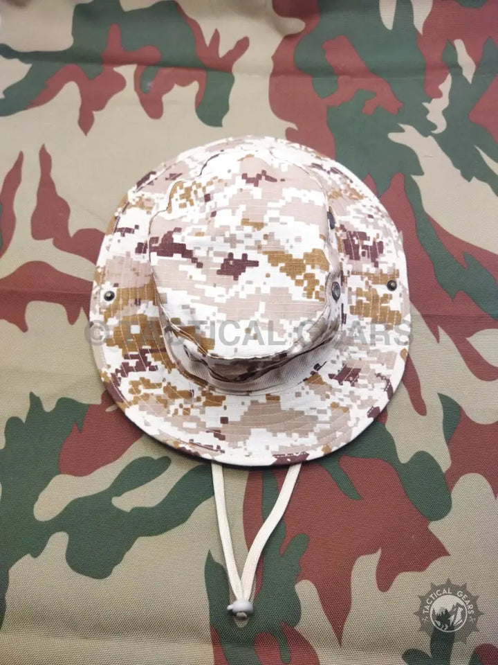 Digital desert camouflage boonie hat with chin strap for summer outdoor activities