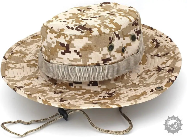 Desert digital camouflage boonie hat with adjustable chin strap for summer outdoor activities