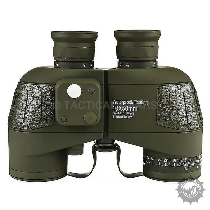 Dark green waterproof 10x50mm hunting binoculars with rangefinder for outdoor use
