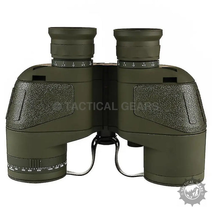 Military-grade green hunting binoculars with textured grip and individual eyepiece focus