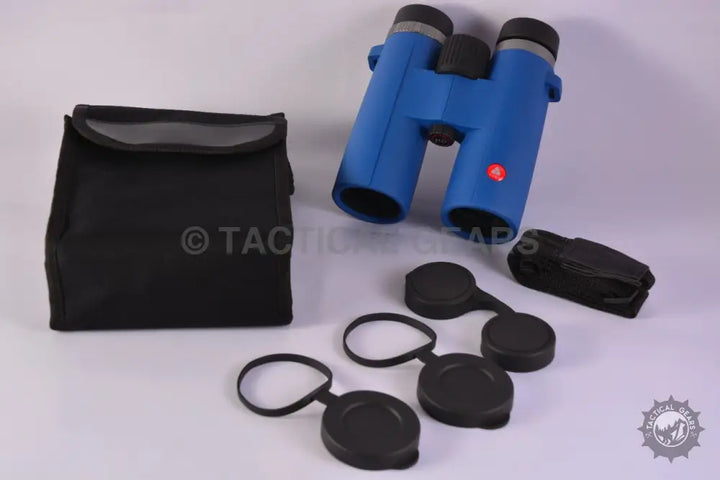 Blue Yuko Binoculars with lens caps and carrying case for outdoor adventures