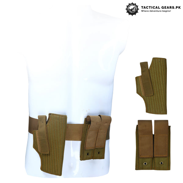 Waist Holster with Magazine Pouches Fabric Green