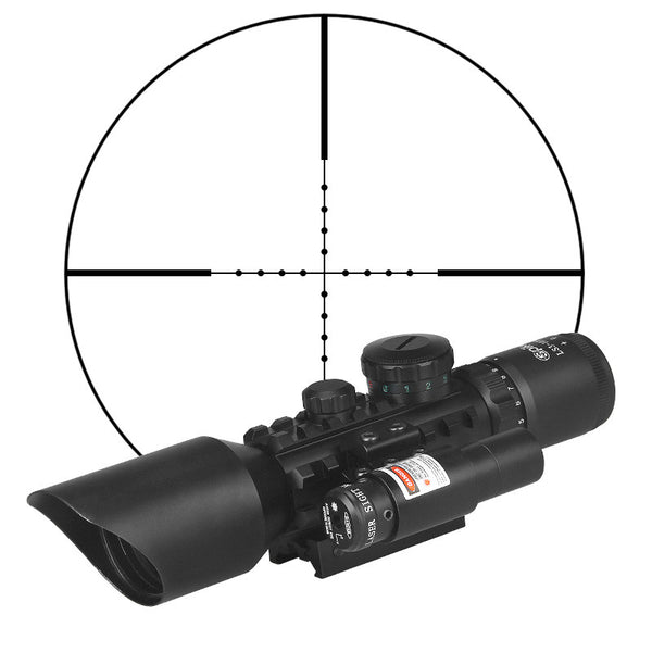 Reticle Rifle Scope with Rail Mount and Laser Sight | LS3-10X42E
