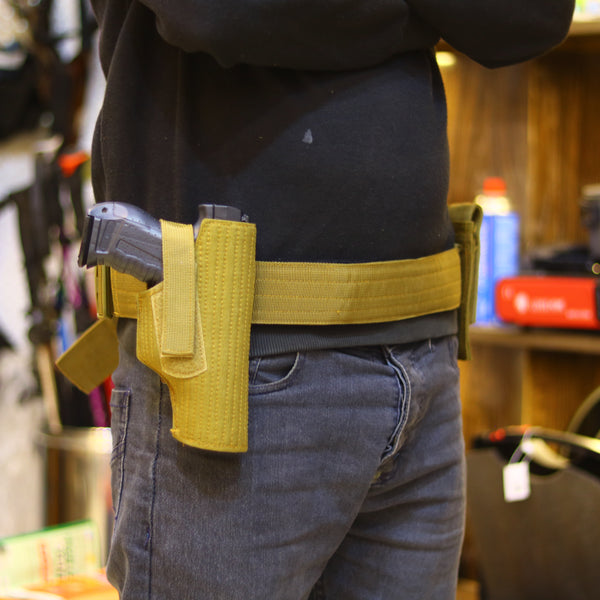 Waist Holster with Magazine Pouches Fabric Khaki