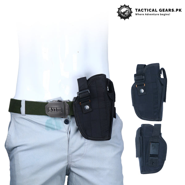 Universal Belt Holster with Strap Fabric Black