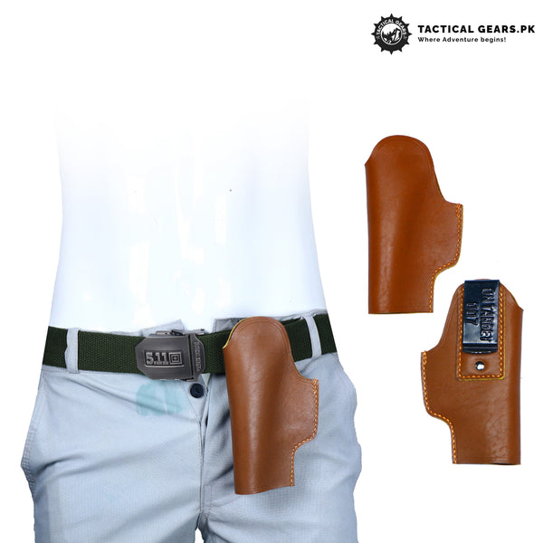 Universal Belt Holster Pull up Leather Brown