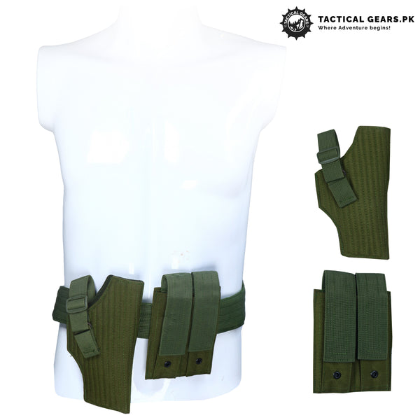 Waist Holster with Magazine Double Magazine Pouch Fabric Green